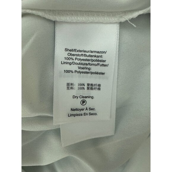 DKNY Blue Green Watercolor Print Chiffon Dress‎ Size 12 Short Bubble Sleeves - Picture 8 of 9